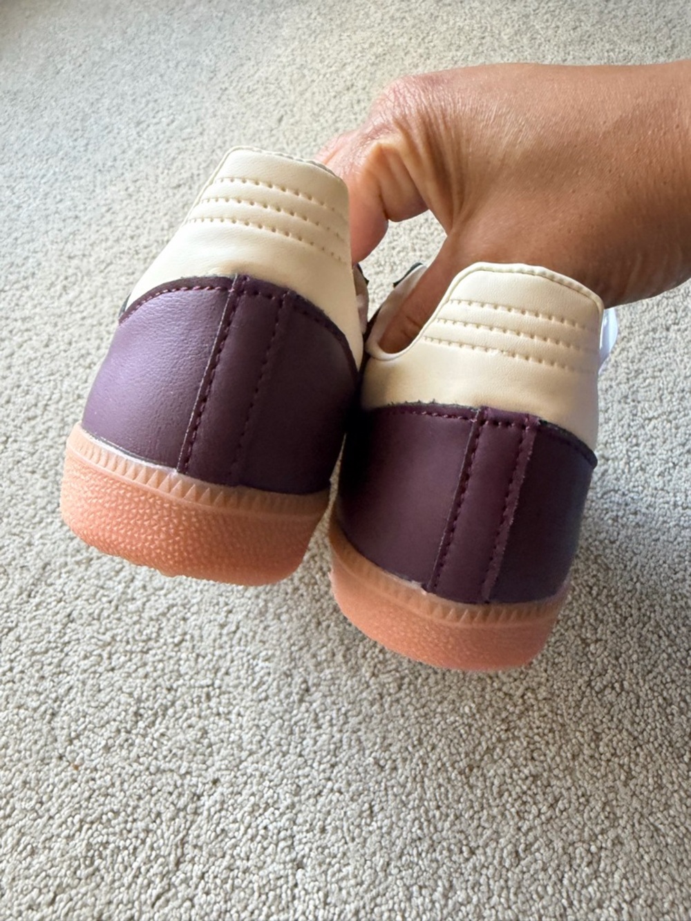 adidas Samba Men’s Sneakers in Burgundy and White with Gum Sole - Picture 6 of 6